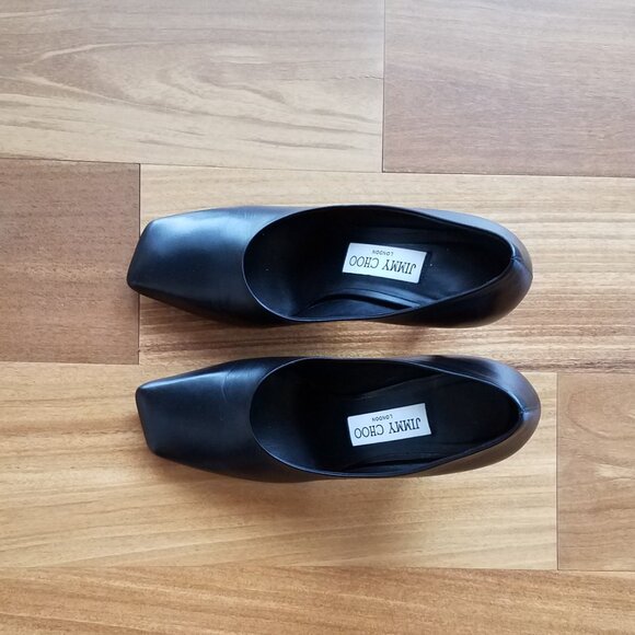 Jimmy Choo Marcela 85 Square-Toe Pumps in Black Calfskin Leather Size 6 - Picture 8 of 11